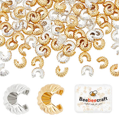160Pcs 2 Colors Brass Crimp Bead Cover