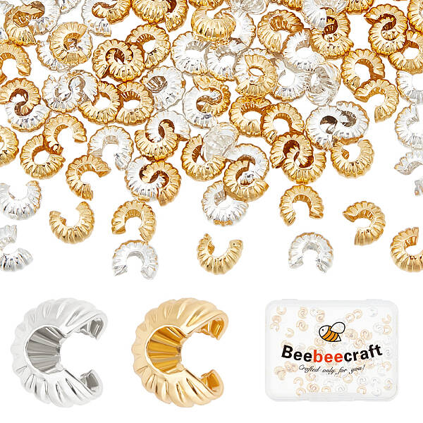 160Pcs 2 Colors Brass Crimp Bead Cover