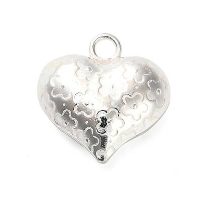 925 Sterling Silver 3D Textured Heart Charms