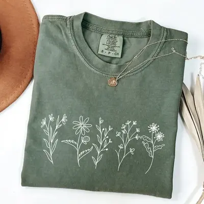 Comfort Colors Floral Cottagecore T-Shirt, Botanical Shirt, Flower T-Shirt, Nature Tee, Wildflower Tshirt, Wild Flower Shirt ...