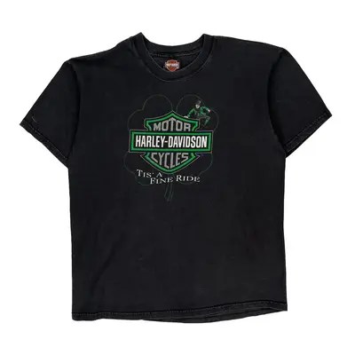Milwaukee Harley Davidson Graphic T-Shirt - Large Black Cotton