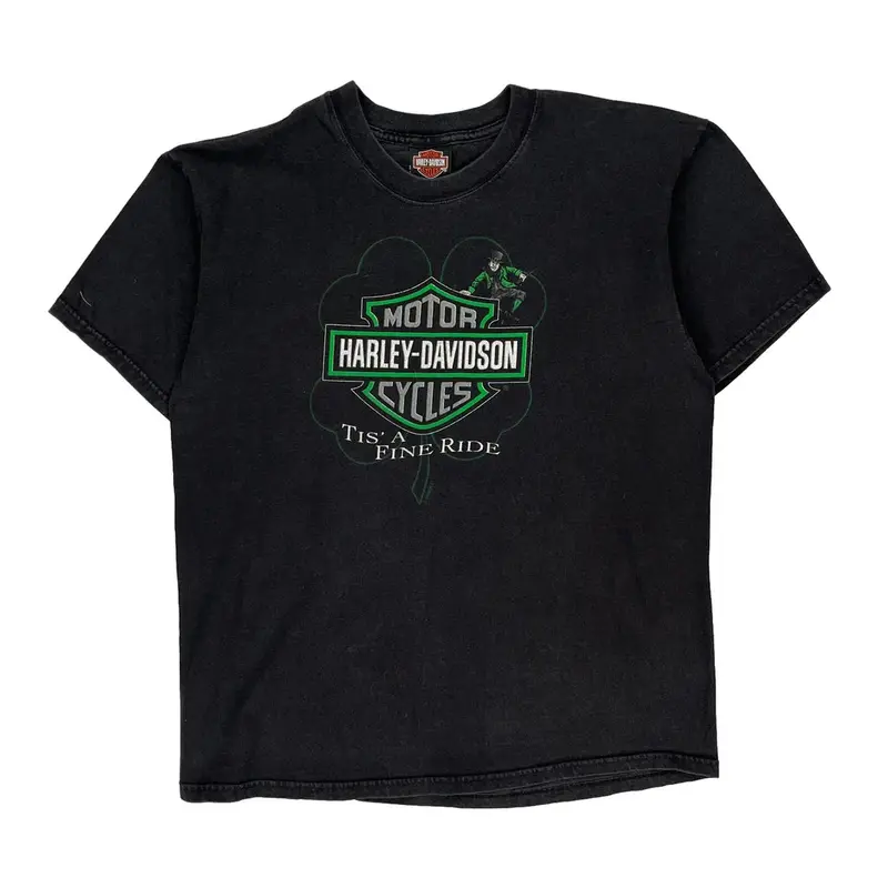 Milwaukee Harley Davidson Graphic T-Shirt - Large Black Cotton