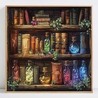 Book Pattern 5D Diamond Arts Colorful Painting Kit without Frame, DIY Decorative Art Picture with Tools for Beginner, Wall Ar...