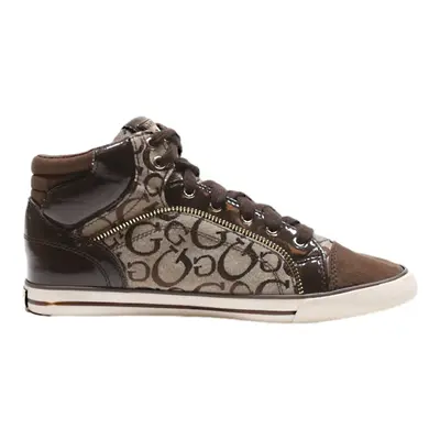 GUESS High Top Trainers Brown Canvas Womens UK 7