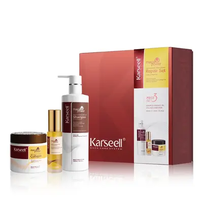 Karseell Collagen Hair Treatment Deep Repair Conditioning, Hair mask Shampoo and Argan Oil Set for Dry Damaged Hair All Hair ...