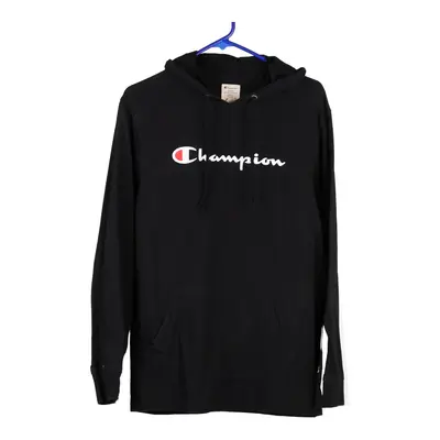 Champion Spellout Hoodie - Small Black Cotton