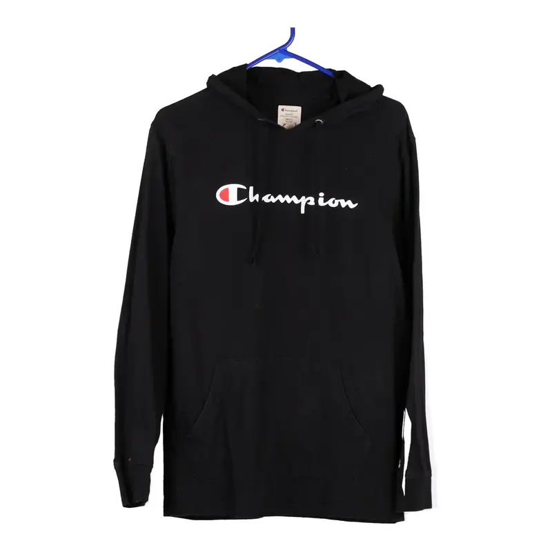 Champion Spellout Hoodie - Small Black Cotton