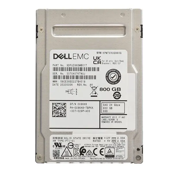 Dell KPM7XVUG960G | 800GB 2.5-inch 24GB/s SAS Mixed-Use (512e) Hot-Pluggable Solid State Drive for PowerEdge G14 - G16 Server...