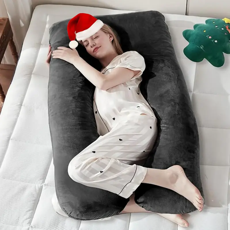 【February Restock】DOWNCOOL  Pregnancy Pillow, U Shaped Body Pillow,  Maternity Pillow, 55 Inch Maternity pillow with Remo...