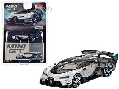 Bugatti Vision Gran Turismo Silver Metallic and Carbon Limited Edition to 9600 pieces Worldwide 1/64 Diecast Model Car by Min...