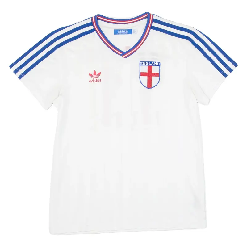 ADIDAS England Mens Football Shirt Jersey White V-Neck S