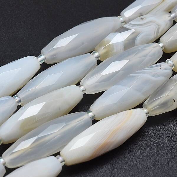 Natural White Agate Beads Strands