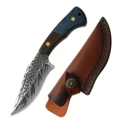 Wooden Handle Fruit Knife, 1 Count Stainless Steel Kitchen Knife, Household Peeling Knife, Barbecue Meat Knife, Outdoor Knife