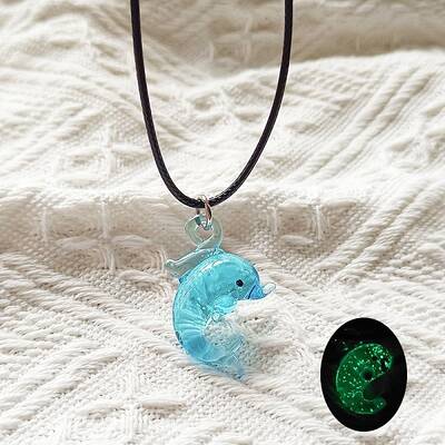 Luminous Glow in the Dark Glass Dolphin Pendant Necklaces