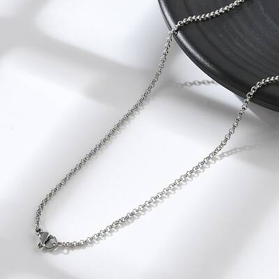 Tarnish Resistant Trendy Unisex 304 Stainless Steel Cross Rolo Chain Necklaces
