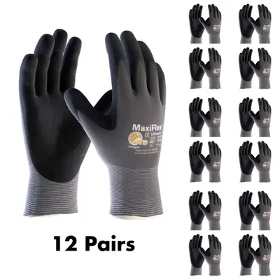 MaxiFlex PIP 34-874 Ultimate Gloves, Nitrile Palm Coated, Gray, M/L/XL (Pack of 12)