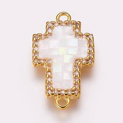 Brass Micro Pave Cubic Zirconia Links