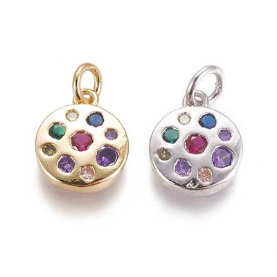 Brass Micro Pave Cubic Zirconia Charms