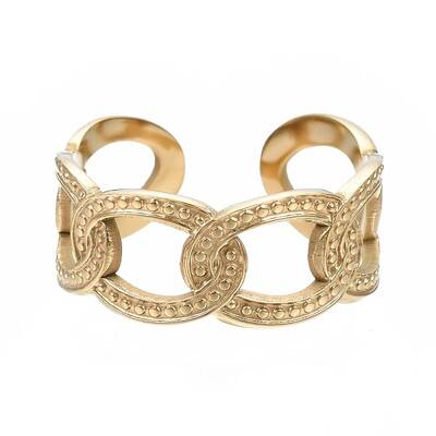 304 Stainless Steel Curb Chain Open Cuff Ring