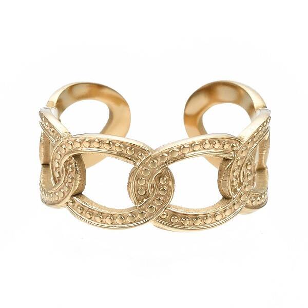 304 Stainless Steel Curb Chain Open Cuff Ring