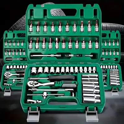 Multifunctional Car Repair Tool Kit, 72-teeth Quick Ratchet Wrench Set for Car Machine Repairing, Professional Car Repair Wre...
