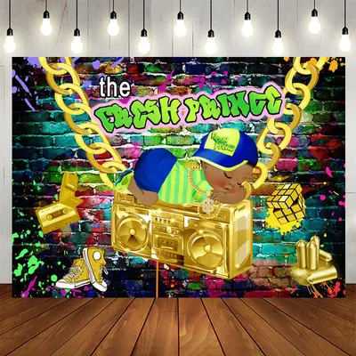 Aperturee Graffiti Wall With Goden Baby Shower Backdrop