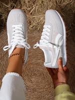 Women's Fashionable Lace Up Low Top Sneakers, Casual Comfortable Breathable Sports Running Shoes, All-match Basic Shoes for D...