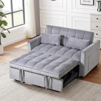 3 in 1 Convertible Sleeper Sofa Bed, Modern Pull Out Couch Bed, Adjustable Backrest, Velvet Loveseat Futon Sofa with Pillows ...