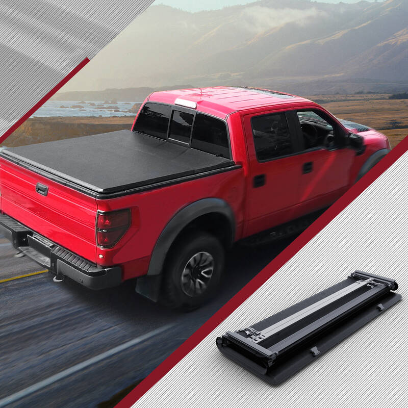 OEDRO 5.5ft Soft Quad Fold Tonneau Cover Truck Bed Covers for 2009-2014 Ford F-150 F150 (Excl. Raptor Series)