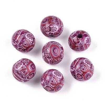 Bohemian Style Printed Schima Wood Beads