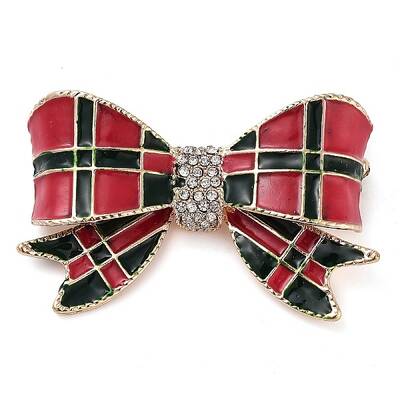 Zinc Alloy Crystal Rhinestone Bowknot Brooches