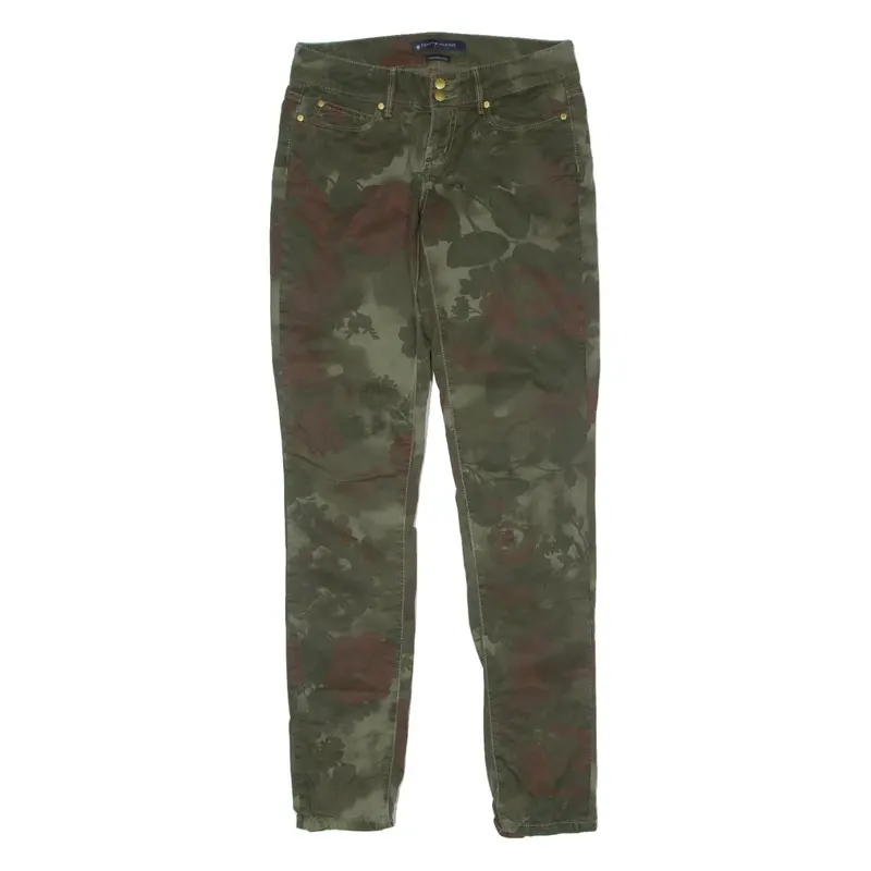 TOMMY HILFIGER Floral Camouflage Womens Trousers Green Slim Skinny W29 L31
