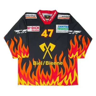 Biel Hockey Mens Jersey Black 3/4 Sleeve USA V-Neck 2XL