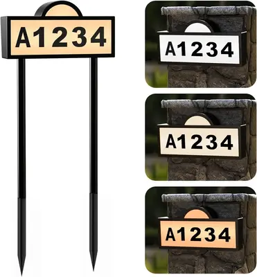 Quntis LED Solar Light Address Signs Signage , Waterproof House Numbers for Outside Light Up, Address Plaque, Wall Mounted/In...