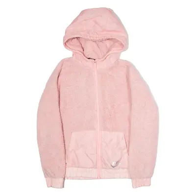 NIKE Womens Fleece Jacket Pink Hooded L