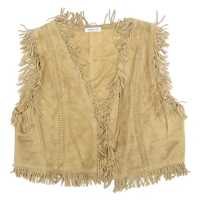 PAROSH Western Tassels Womens Gilet Brown Leather Suede 90s S