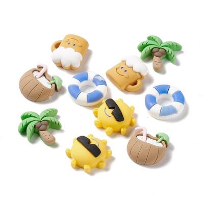 Beach Theme Opaque Resin Cabochons