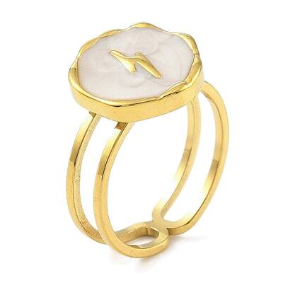 304 Stainless Steel Enamel Open Cuff Rings for Women