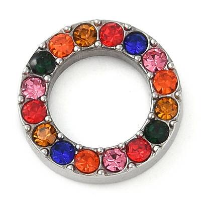 304 Stainless Steel Colorful Rhinestone Linking Rings