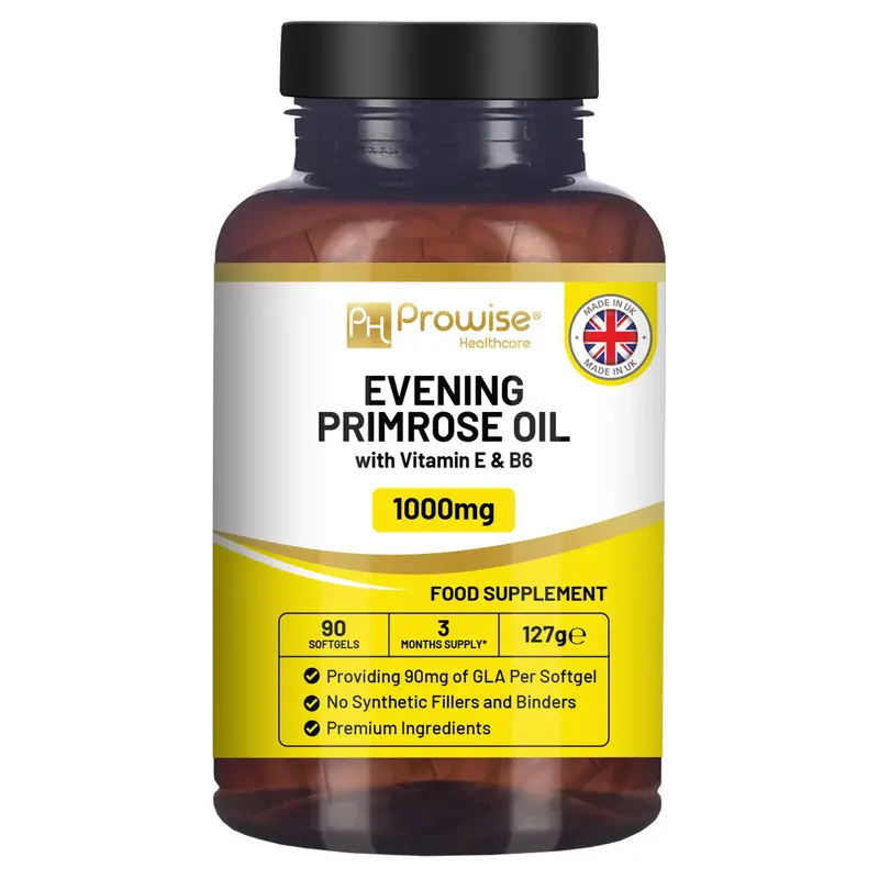 Evening Primrose Oil 1000mg | 90 Softgel Capsules | Pure Cold Pressed I 90mg GLA per Capsule I Women's Health I Premium Quali...