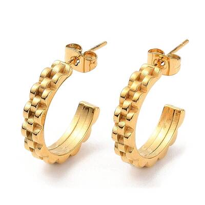 Ion Plating(IP) 304 Stainless Steel Round Stud Earrings