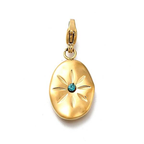 Oval 304 Stainless Steel Rhinestone Pendant Decoration