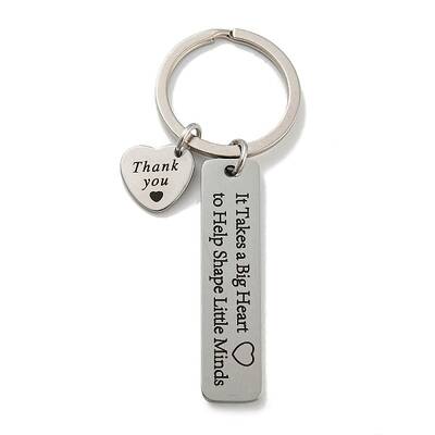 Teacher's Day Gift 201 Stainless Steel Word Thank You Keychains