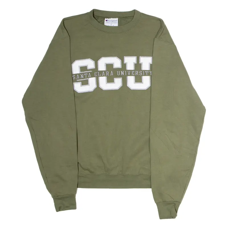 CHAMPION Santa Clara University Mens Sweatshirt Green Crew Neck USA S