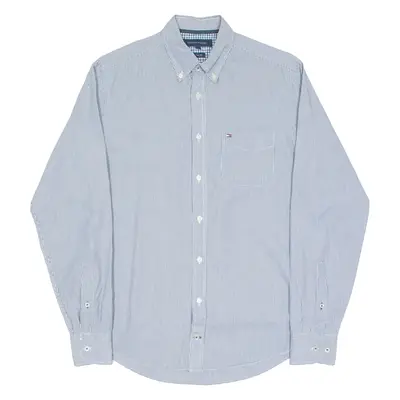 TOMMY HILFIGER Mens Shirt Blue Striped Long Sleeve S