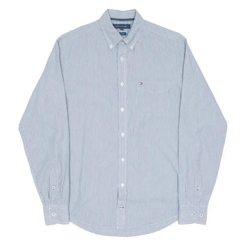 TOMMY HILFIGER Mens Shirt Blue Striped Long Sleeve S
