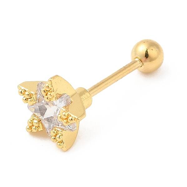 Brass Micro Pave Clear Cubic Zirconia Stud Earrings