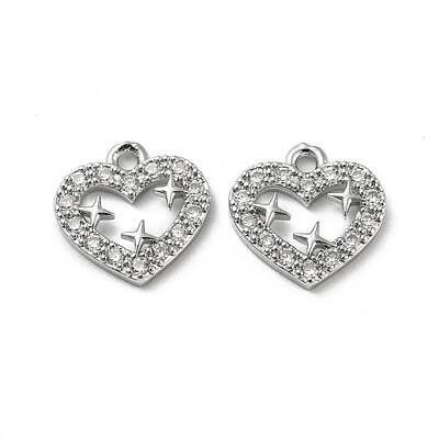 Brass Micro Pave Clear Cubic Zirconia Charms