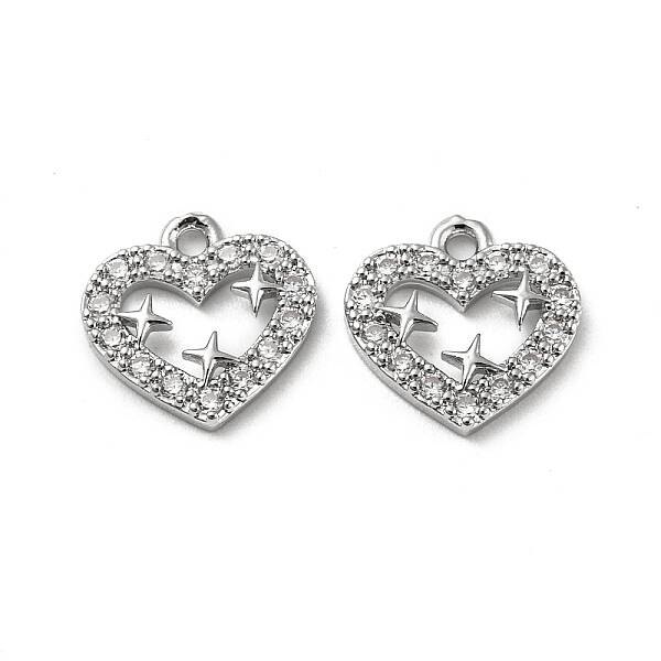 Brass Micro Pave Clear Cubic Zirconia Charms