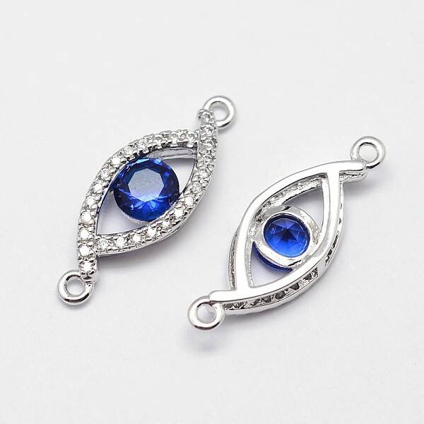 Eye Brass Micro Pave Grade AAA Cubic Zirconia Links